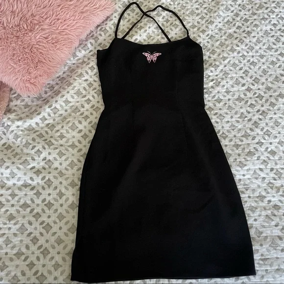 Divided | Dresses | Bodycon Open Back Black Butterfly Flattering Summer  Dress | Poshmark